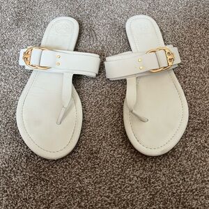 Tory Burch White and Gold Thong Sandals Women’s size 10